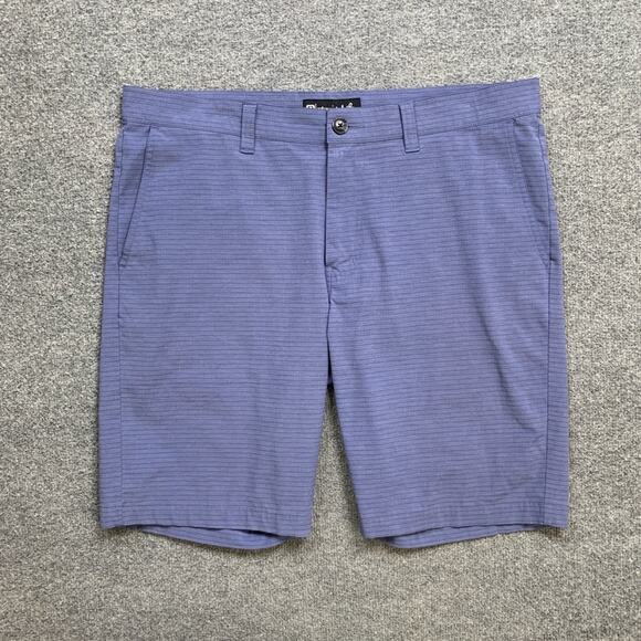 Travis Mathew Shorts Mens 36 Blue Pinstripe Stretch Lightweight Performance Golf - Picture 2 of 10